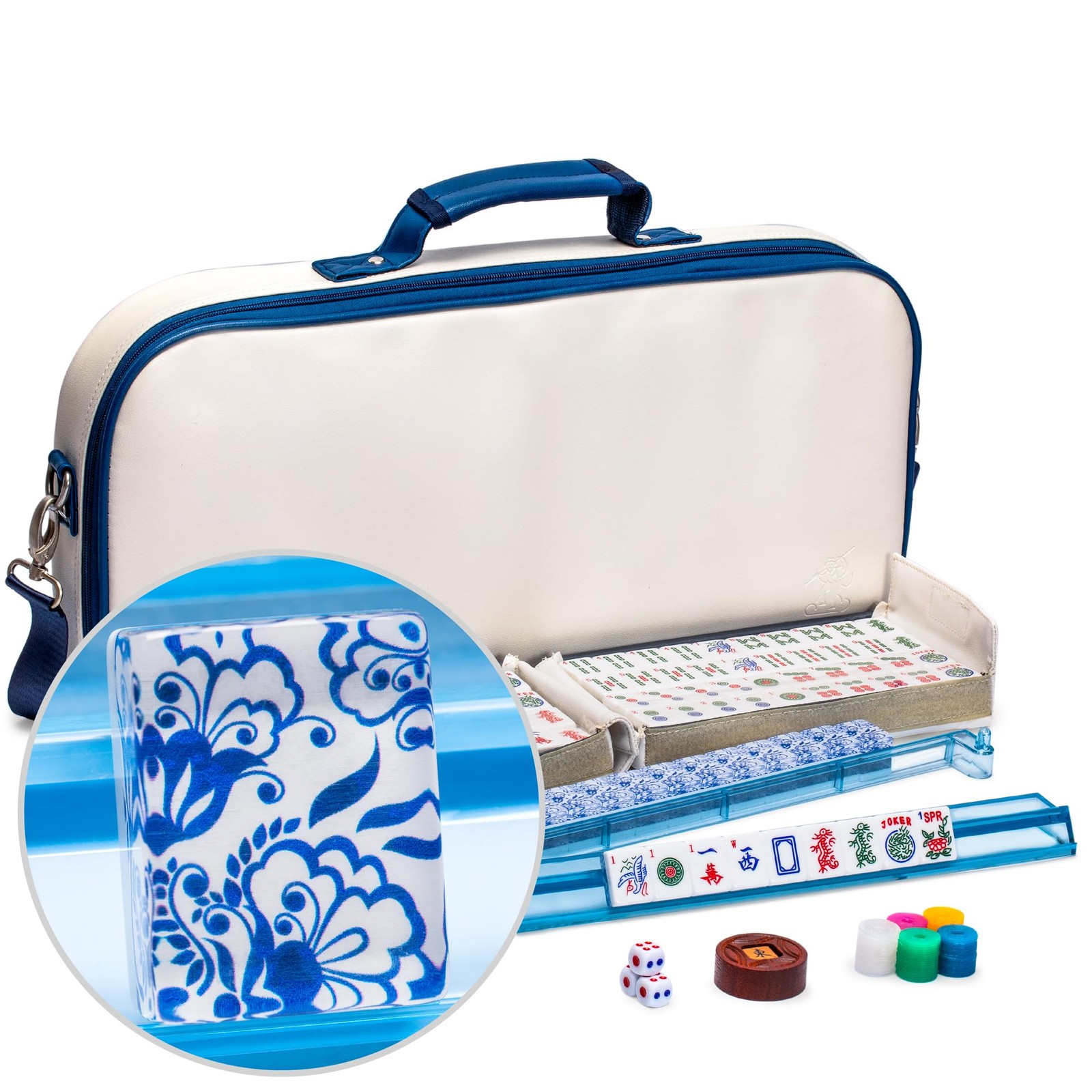 Yellow Mountain Imports American Mahjong 21.1 x 10.2 x 2.8 inches, Off-white