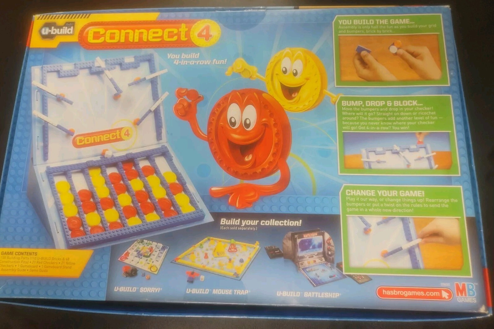 *as is* HASBRO U-BUILD CONNECT 4 LEGO SYSTEM BOARD GAME FUN STRATEGY GAME *as is