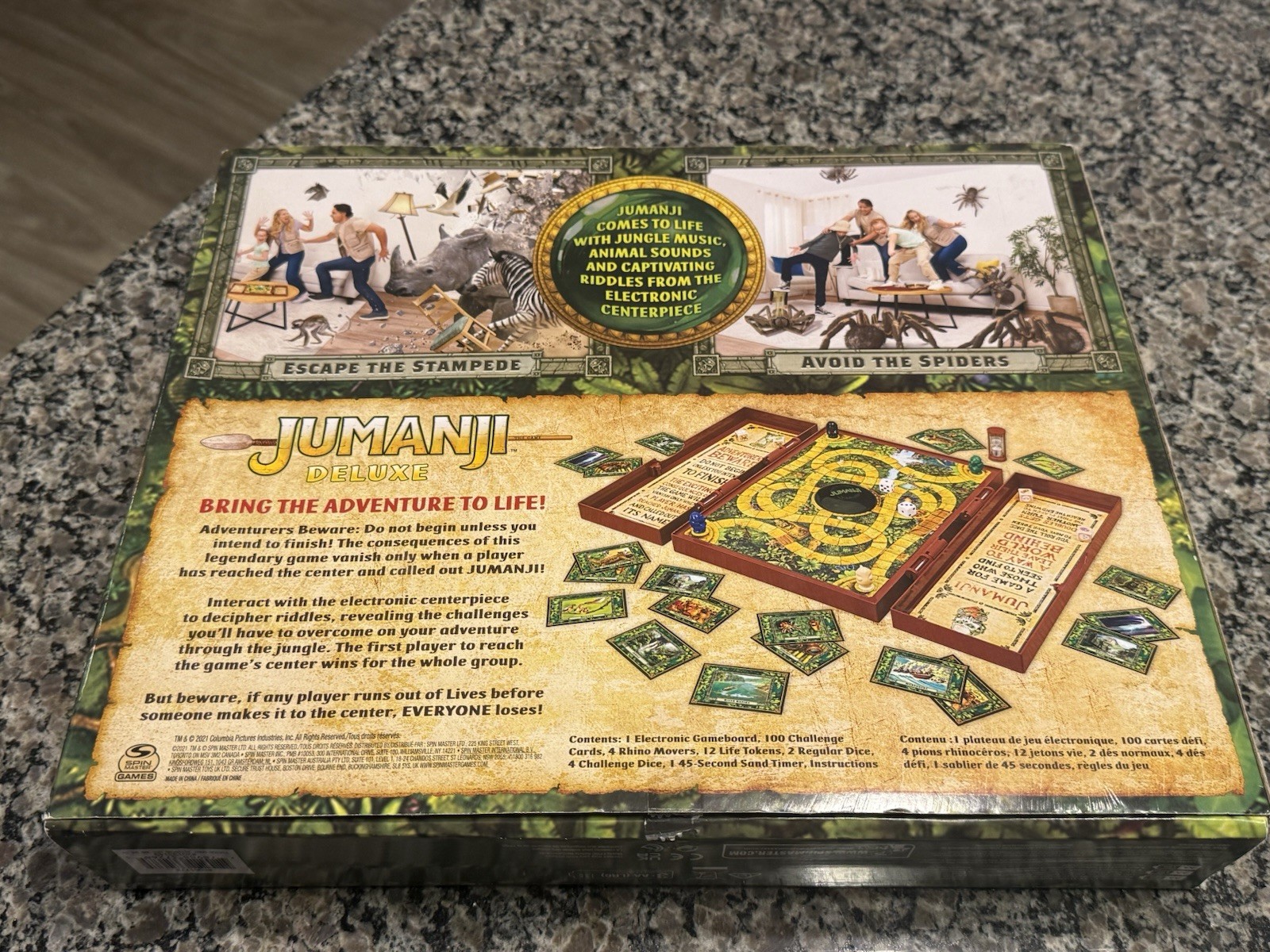 Jumanji Deluxe Electronic Board Game Spin Master COMPLETE Tested. Un-open Cards