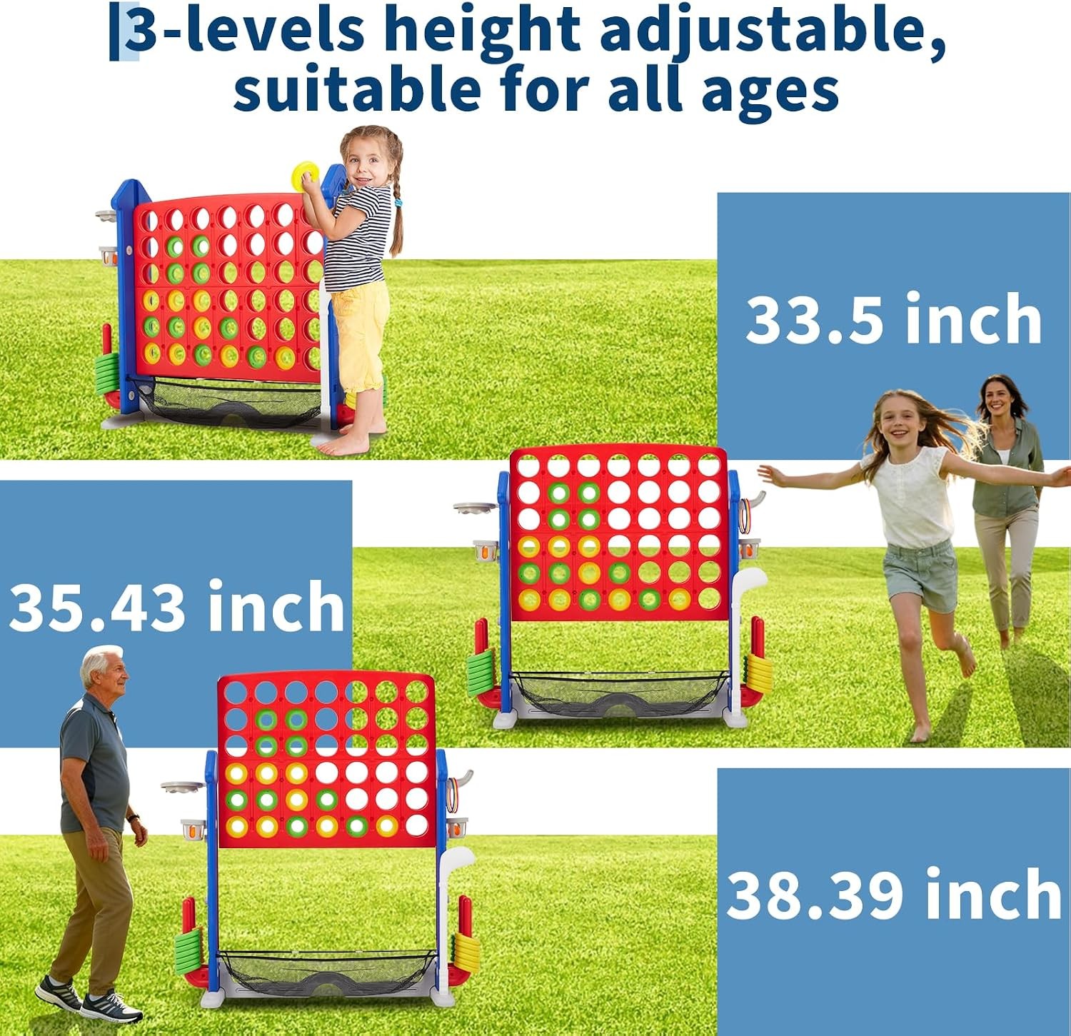 Giant 4-in-1 Connect Game Set Jumbo Outdoor Fun with Mini Basketball for Kids