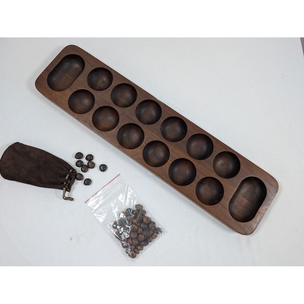Vintage World Wide Games Wooden Mancala Board Game Delaware Ohio Handmade Pieces