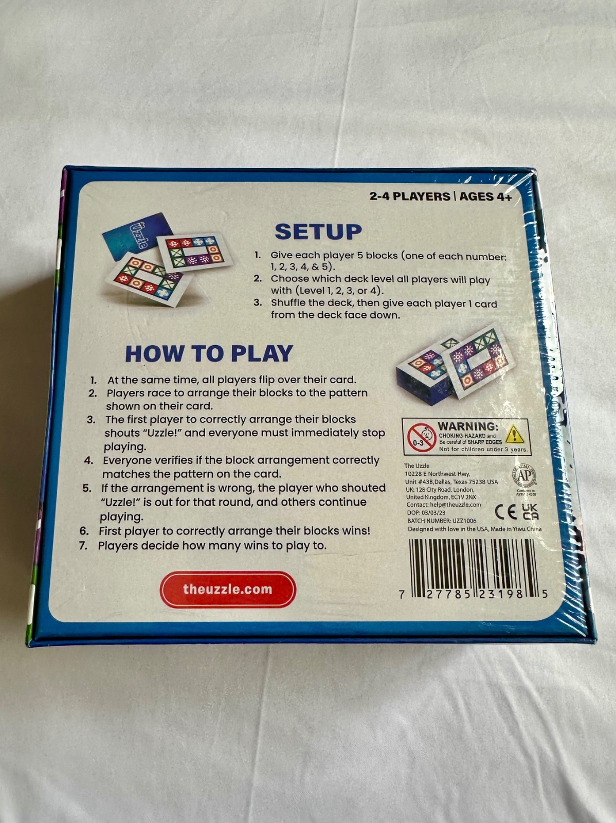 The Uzzle Board Game, Family Block Puzzle for Children & Adults NEW Sealed