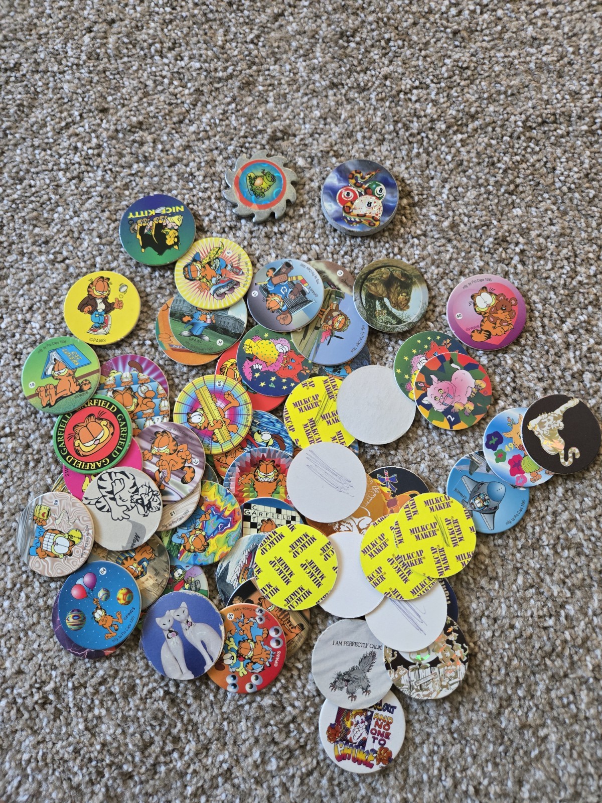 Paws Garfield Miscellaneous Vintage Pogs/Milk Caps Lot 90s Slammers