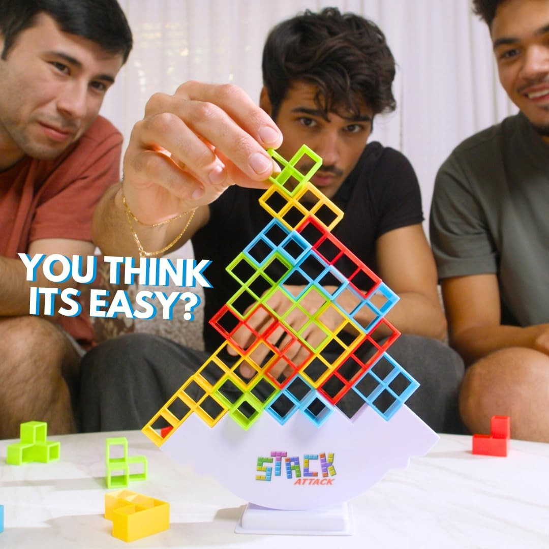 Stack Attack Tower Game, Fun Balance Games for Kids & Adults, Family Game Night