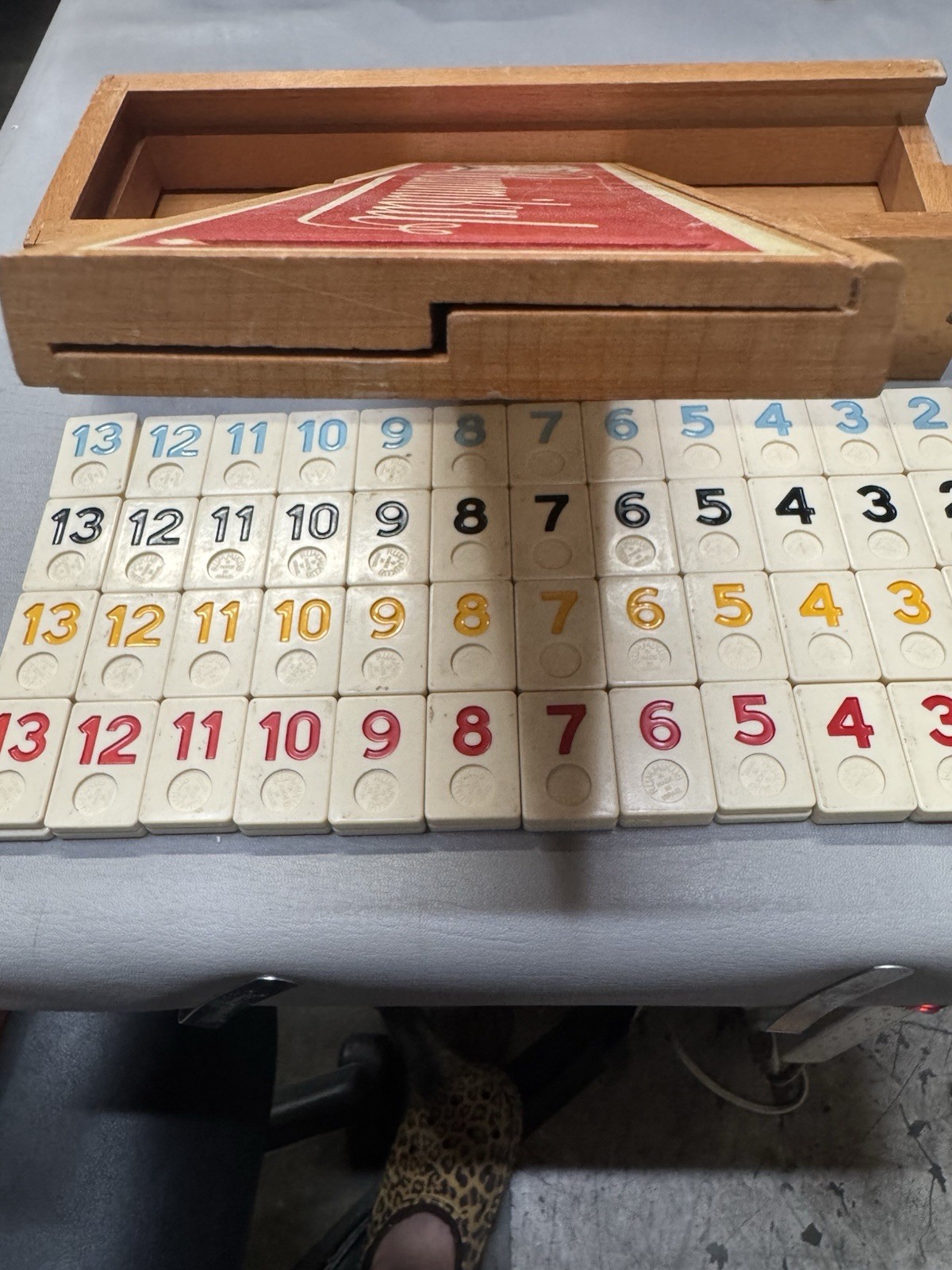 VTG Rummikub 1950’s All Wood Box & Wood Sides W/ Metal Brackets- 106 TILES