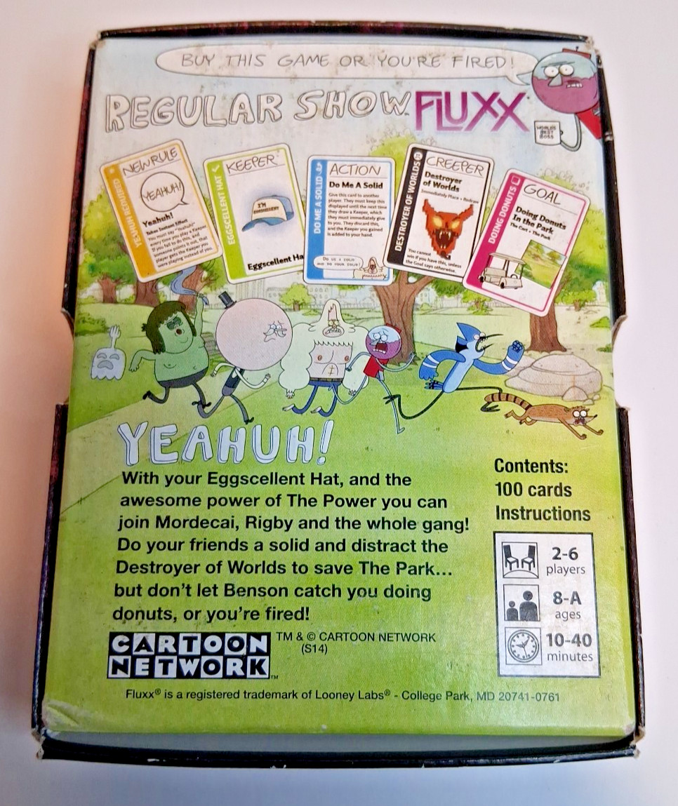 Regular Show Fluxx Card Game Cartoon Network Looney Labs Complete w/ Box