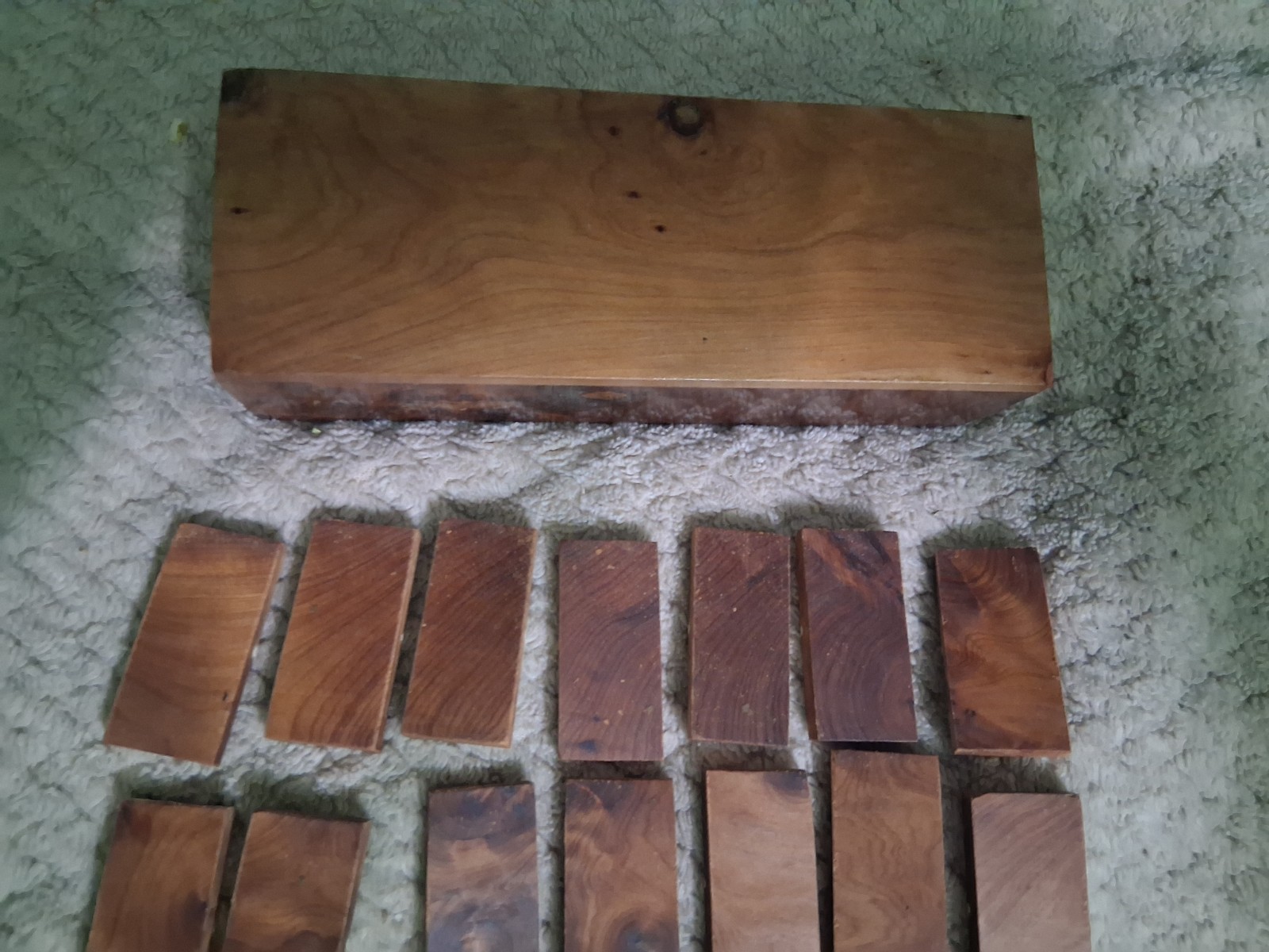 Handmade Burlwood Mother Pearl Wooden Box Set Dominoes Double Six 28 Vintage Set