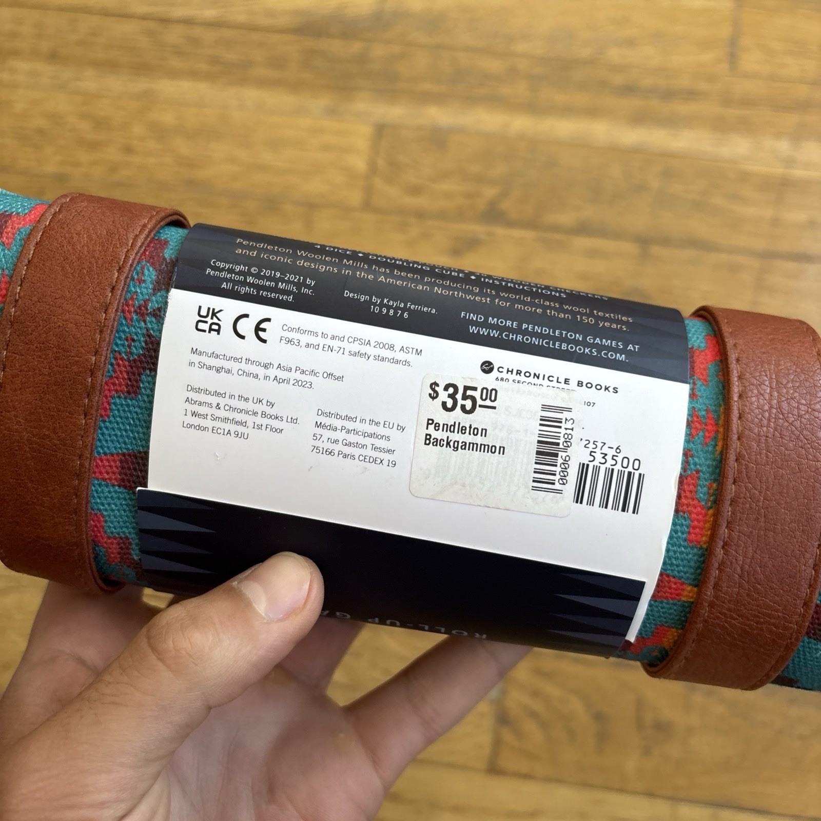 Pendleton BACKGAMMON Travel-Ready Roll-Up Game (NEW)