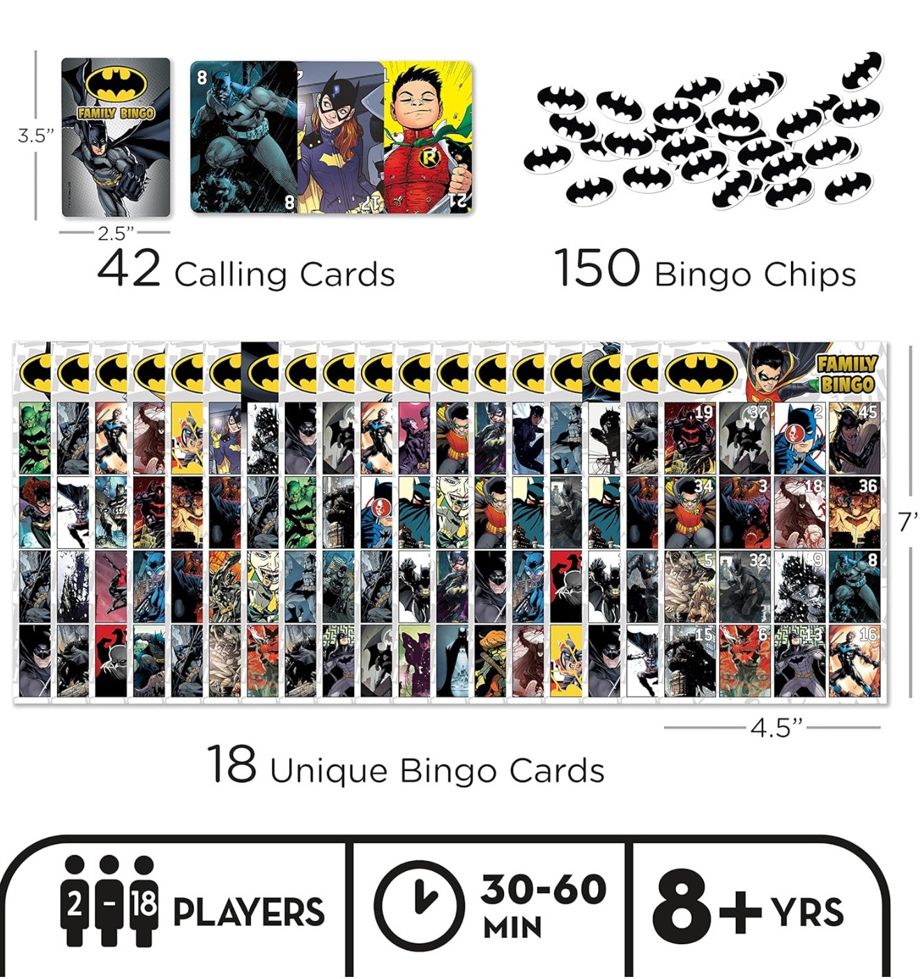 DC Batman Family Bingo By Aquarius 2-18 Players 30-60 Minutes Age 8+