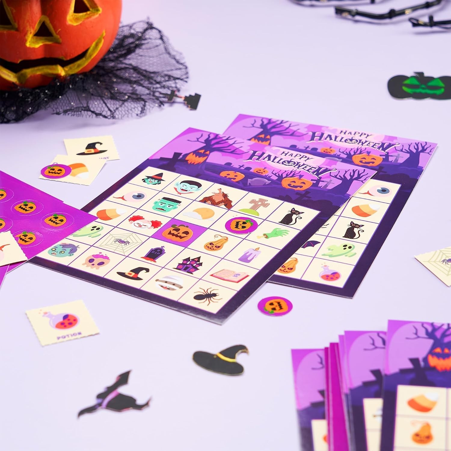 Complete Halloween Bingo Set for 32 Players – Perfect for School & Family