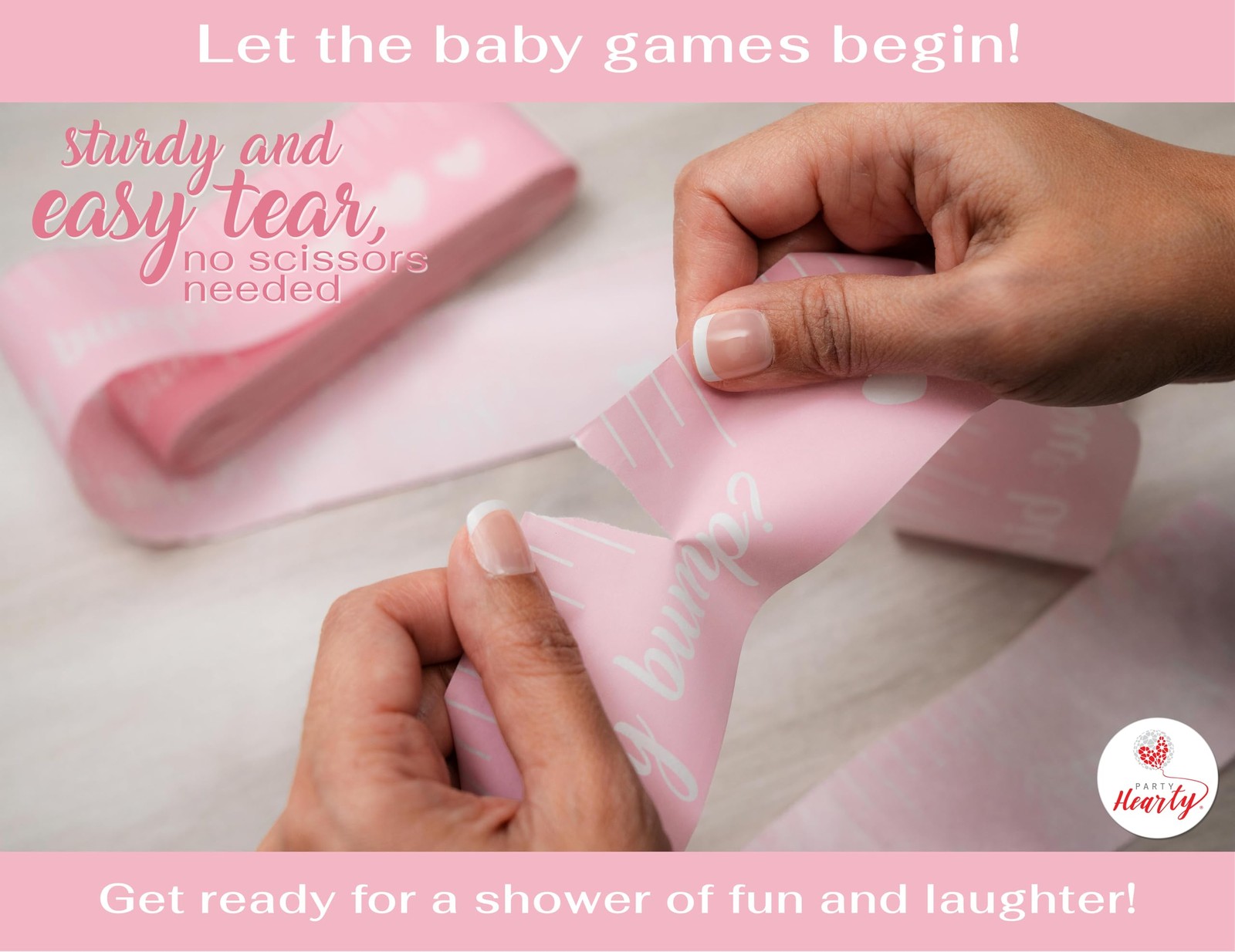 Funny Baby Shower Games for Girl Activities, 2 Rolls, 2 inches x 150 feet, Pi…