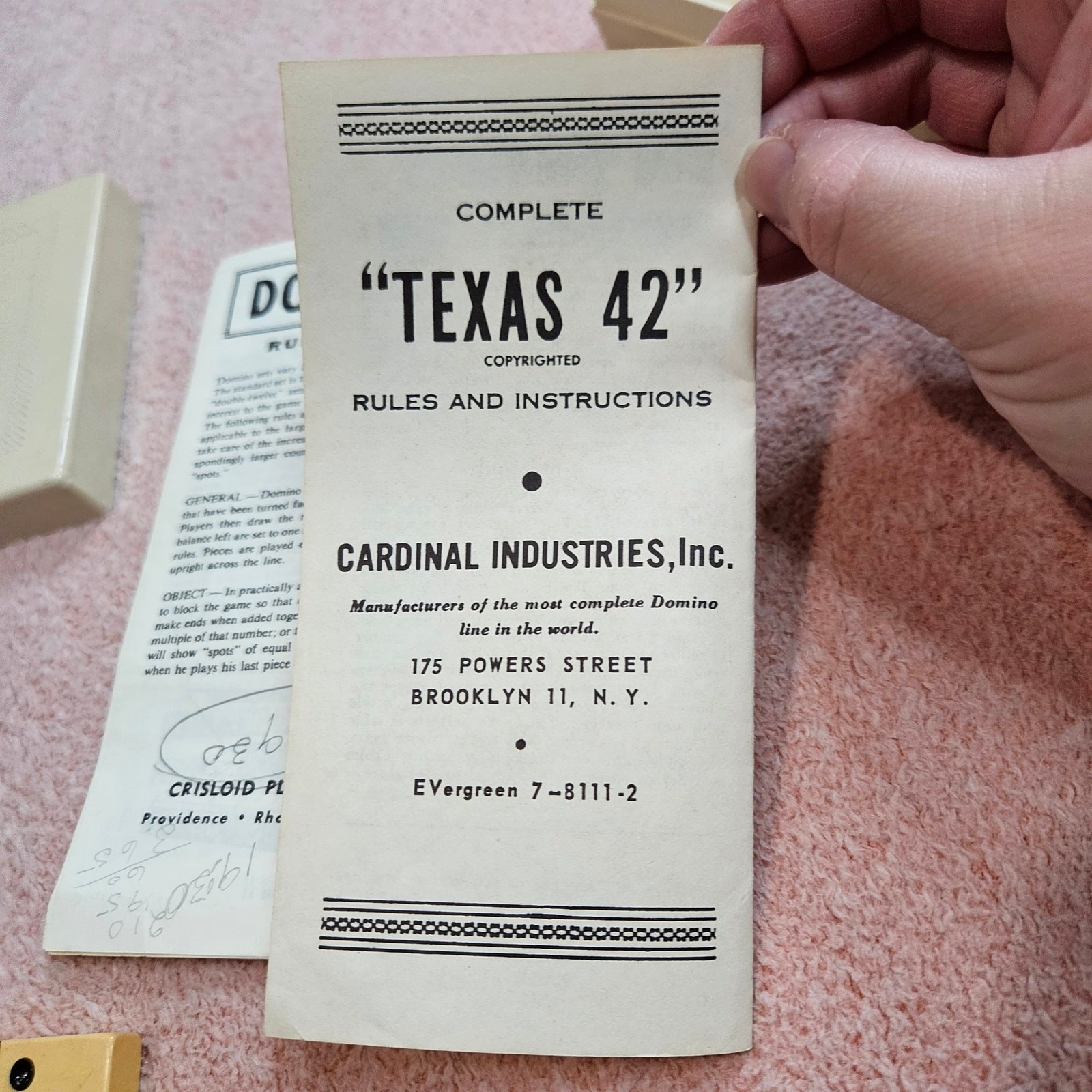 Vintage Cardinal Industries Texas 42 Dominoes Set (Double 6)
