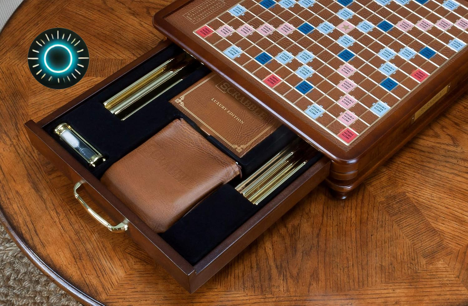 Scrabble Luxury Edition with Rotating Wooden Game Board 100 faux ivory SCRABBLE