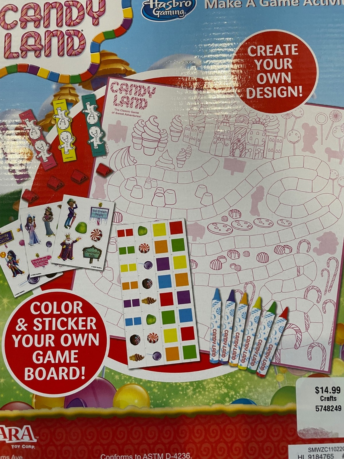 Candy Land Make a Game Activity, NEW, Color/Sticker Game Board, Creative, Age 3+