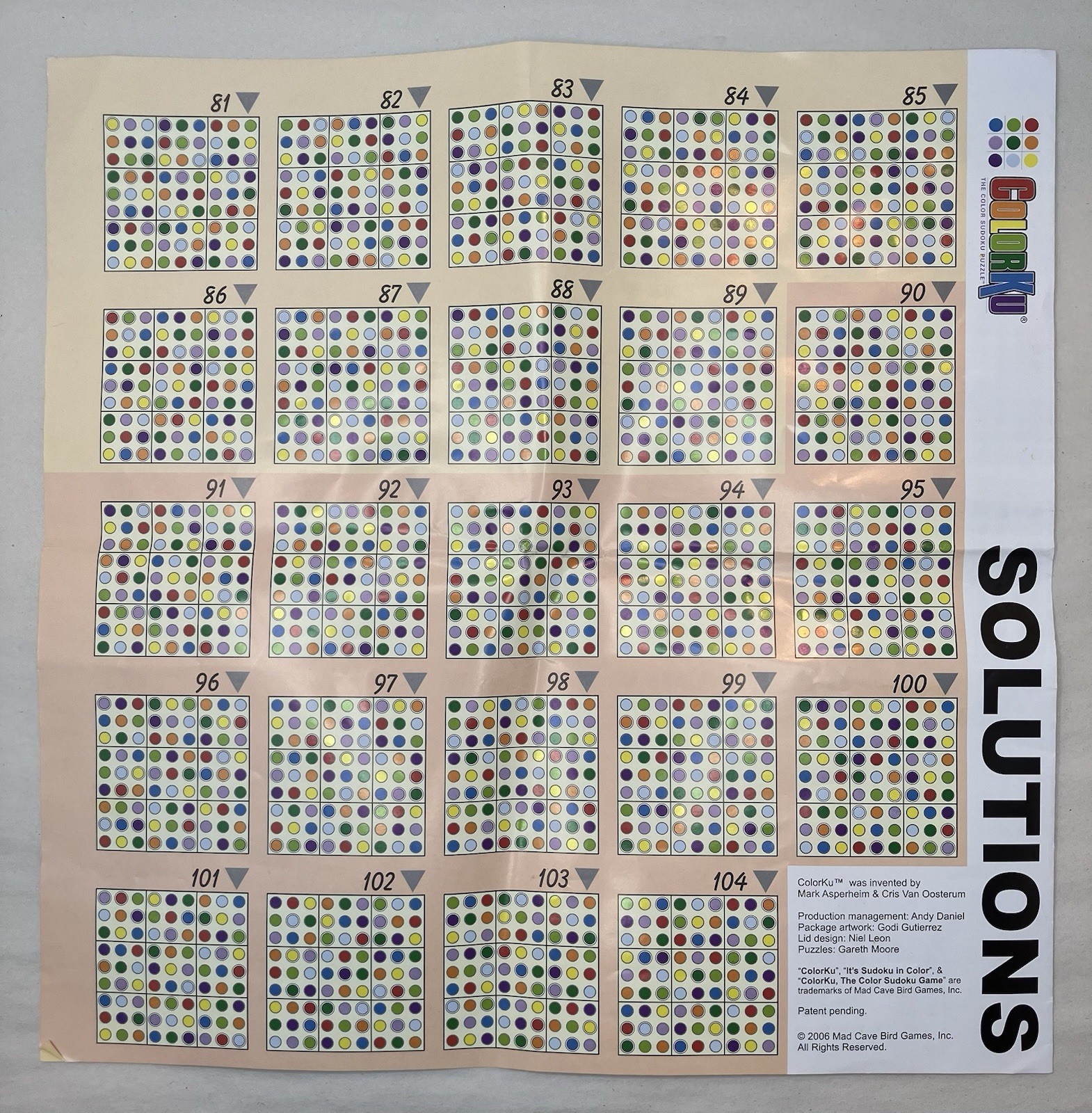 Colorku Board Game Color Sudoku Puzzle 2006 Mad Cave Bird 100% Complete