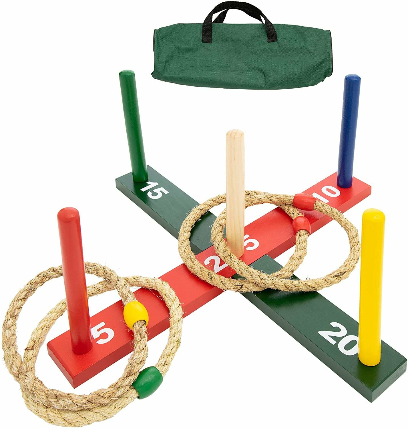WE Games Rope Ring Toss Yard Game – Throwing Carnival Quoits Set – Solid Wood