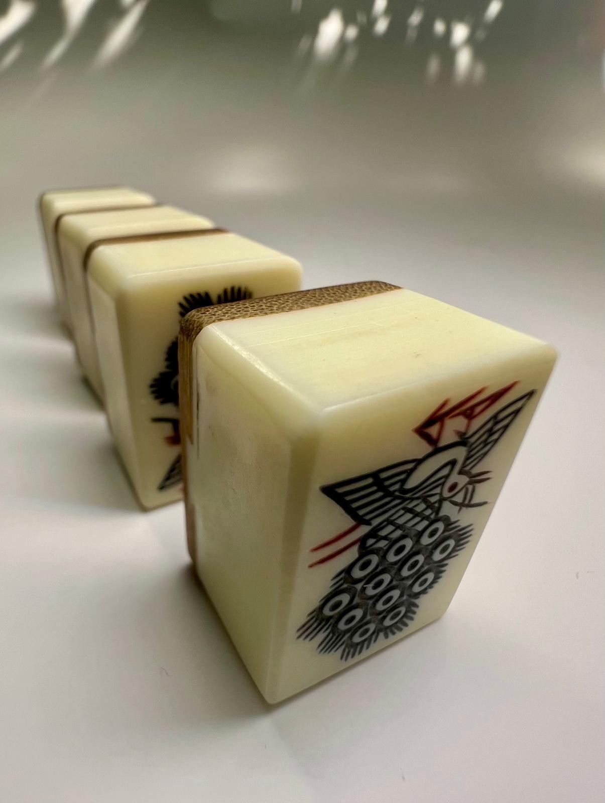 Vintage Bone & Bamboo Mah Jong Set