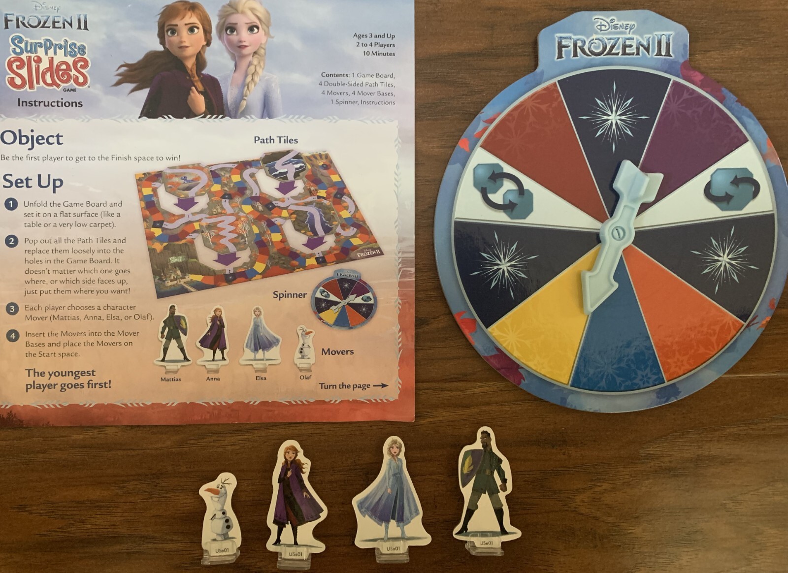 Frozen Lot:Surprise Slides+Match+Kristoff+SvenPlush+Elsa-Anna Tin+Dominos+CD+Mat