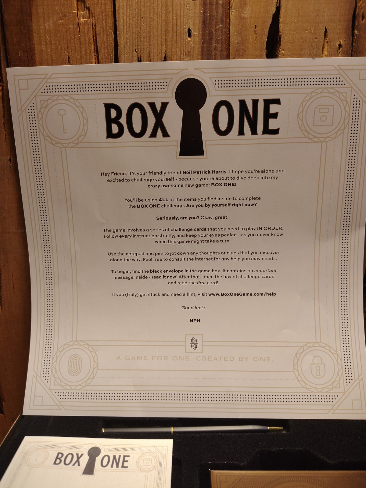 Theory11 Box One Board Game Presented by Neil Patrick Harris 1 player