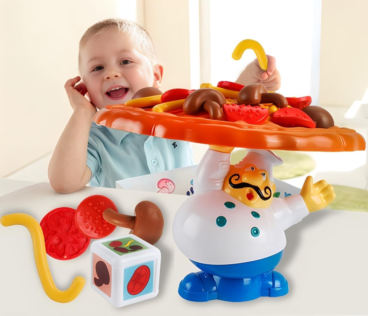 Topple Pizza Game,Tabletop Balancing Pizza Toy, Poppa’s Pizza Pile-Up for 2-4…