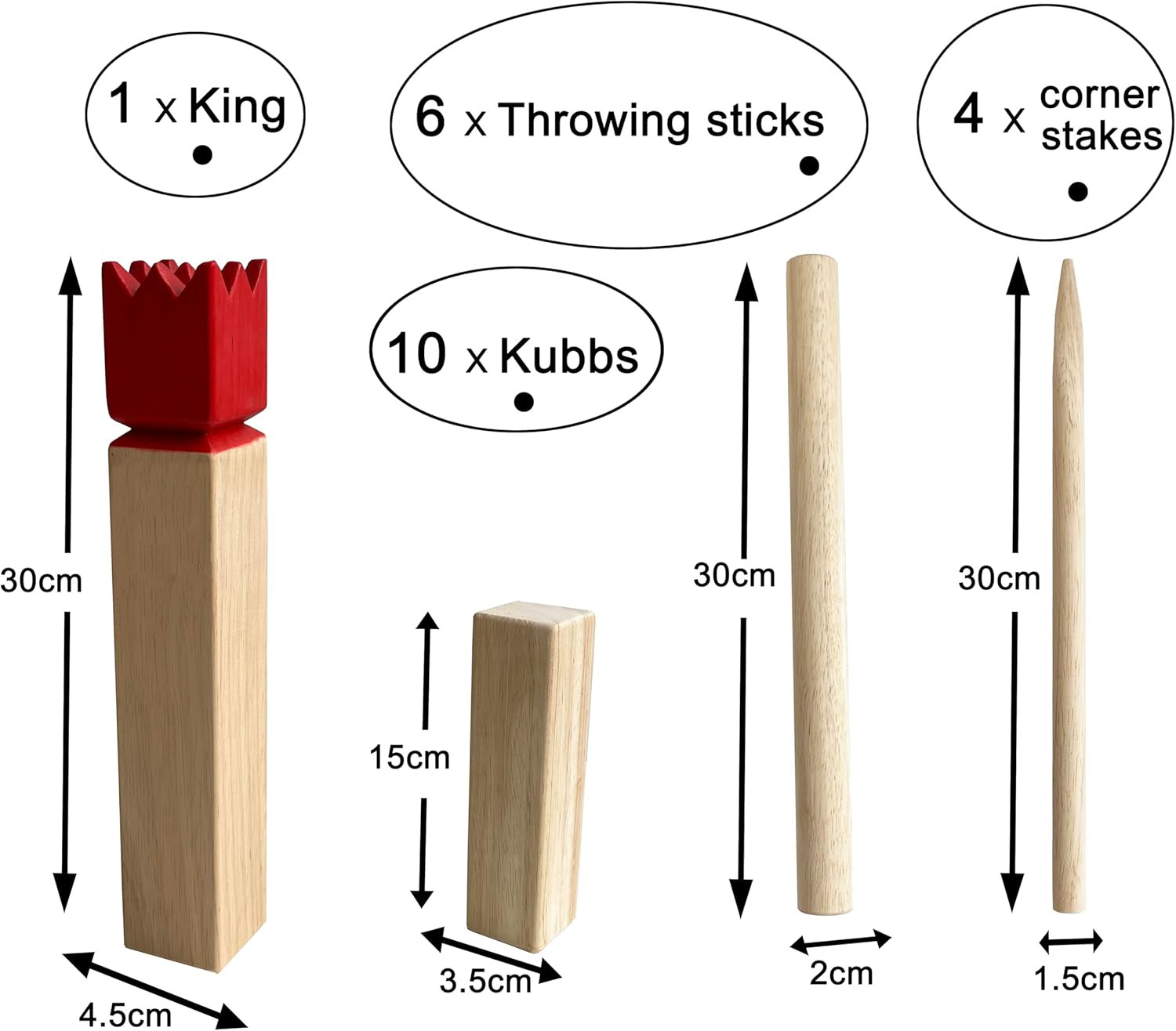 Kubb Game Set – Hardwood Viking Games – KUBB Throwing Outdoor Games (Kubb Red, 5