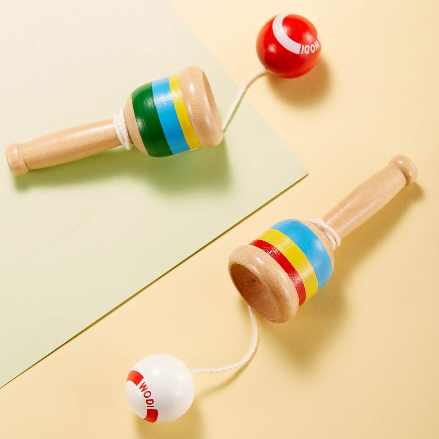 Classic Red & White Wood Catch Ball Set for Youth – Hand-Eye Coordination