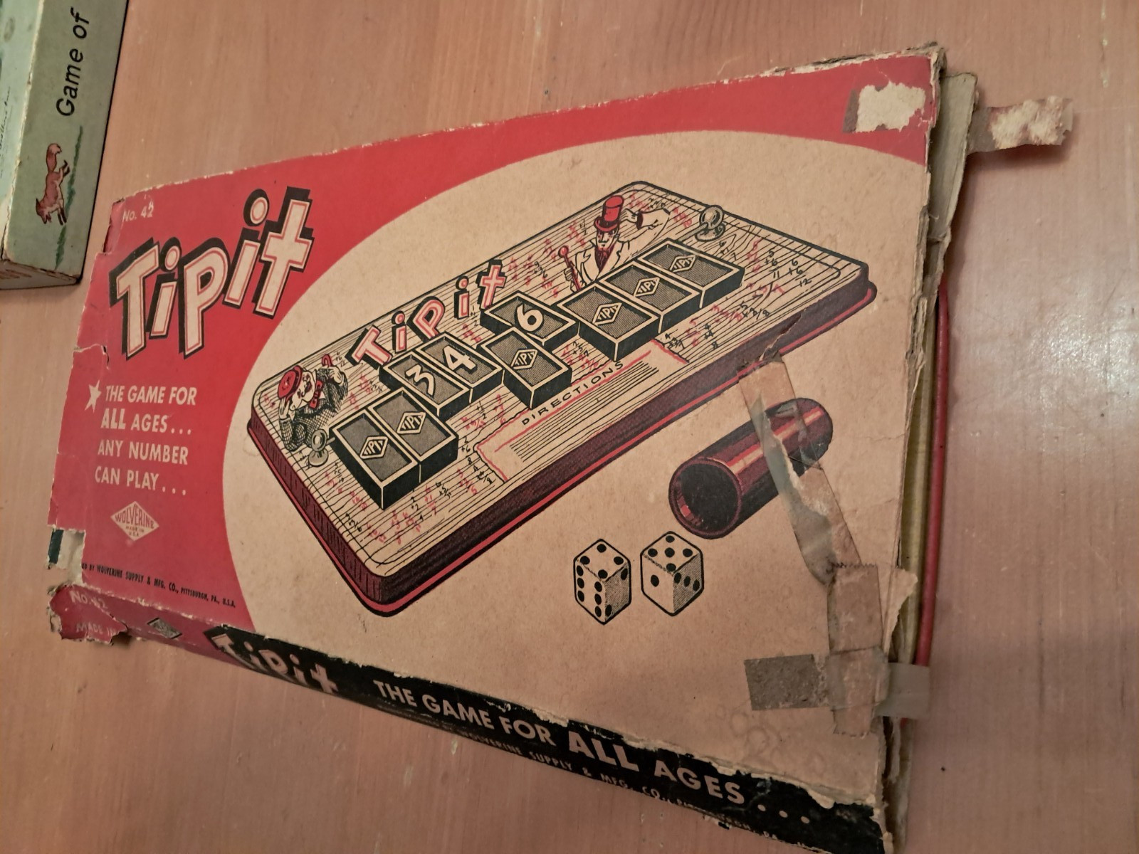 2 Vintage board games/tin toy Tipit by Wolverine & Fox and Hounds