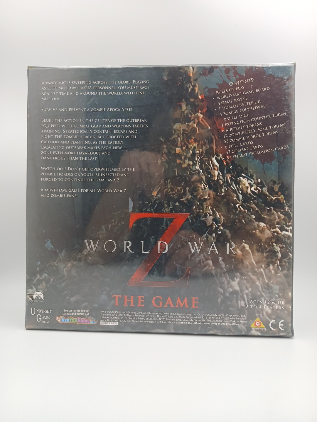 World War Z: The Board Game Movie University Games Zombies Apocalypse