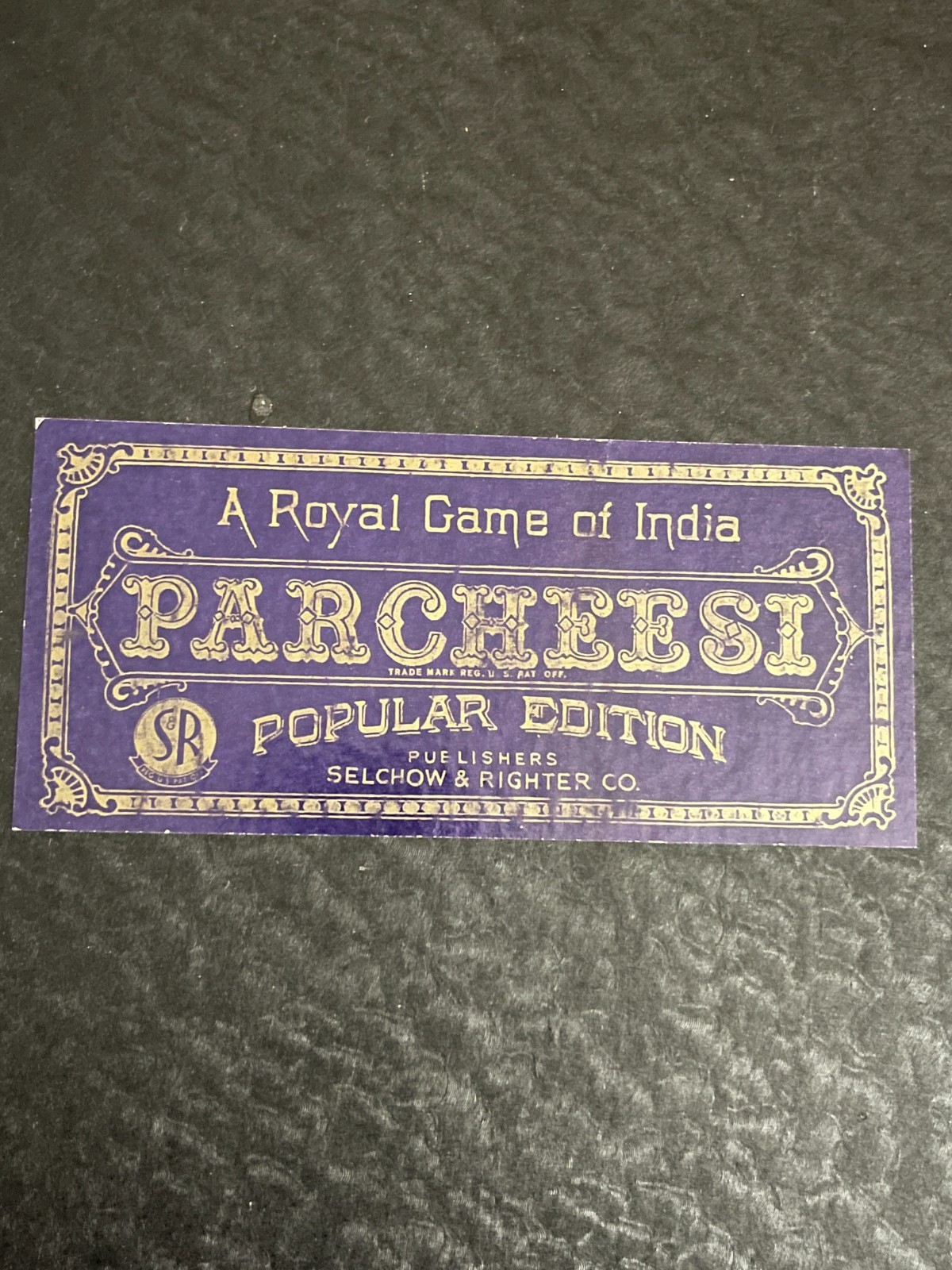 Parcheesi “A Royal Game of India” Board Replacement – Selchow & Righter 1938