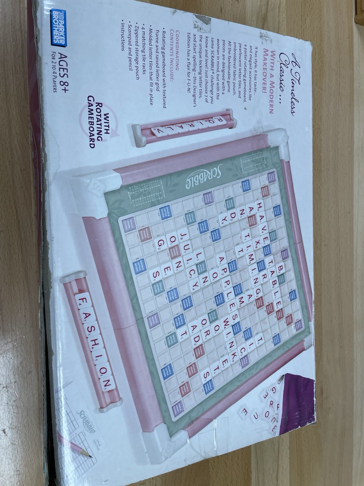 Scrabble Pink Designer’s Edition Toys R Us Exclusive Board Game 2008 Rotates