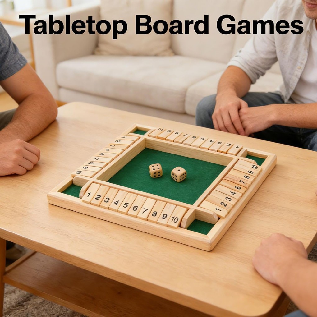 Shut The Box Dice Game,4 Player Family Wooden Board Table Math Games NEW