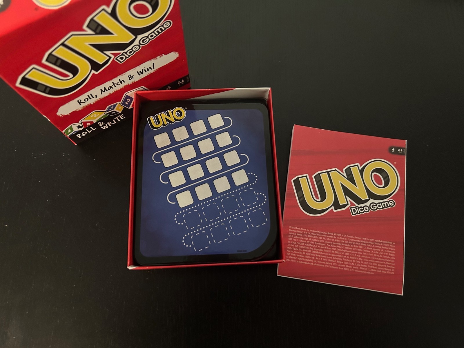 Roll & Write Board Game Lot – Uno, Lowdown, SkipBo, Blokus – Complete