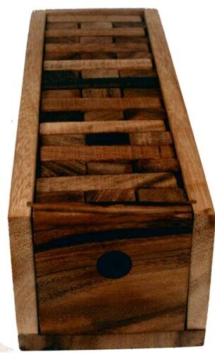 Fair Trade Thai Wooden Blocks Rainwood Building Toppling Board Game Set 18x6x6cm