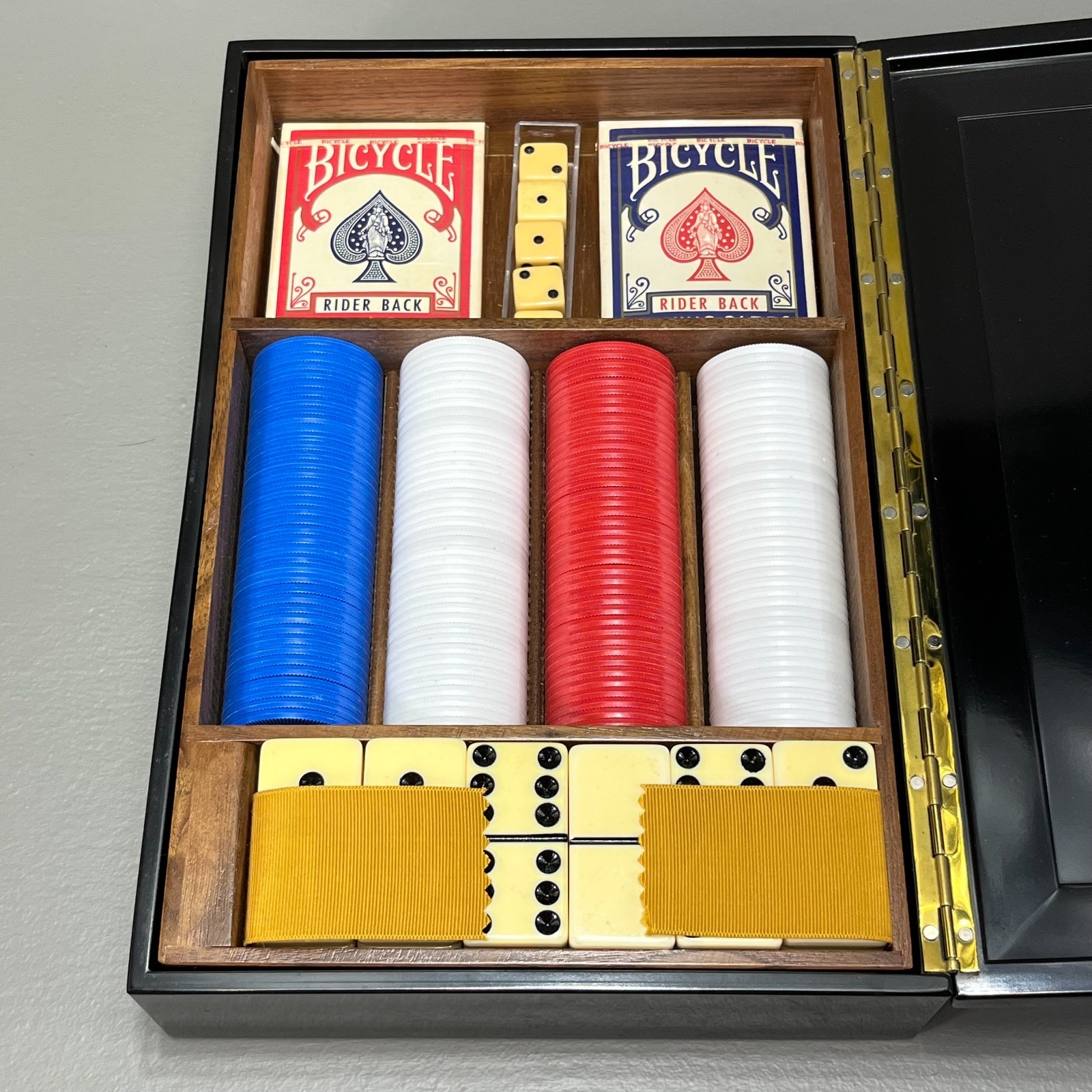 Vintage Couroc of Monterey Western Inlay Poker Chip & Cribbage Game Box Complete