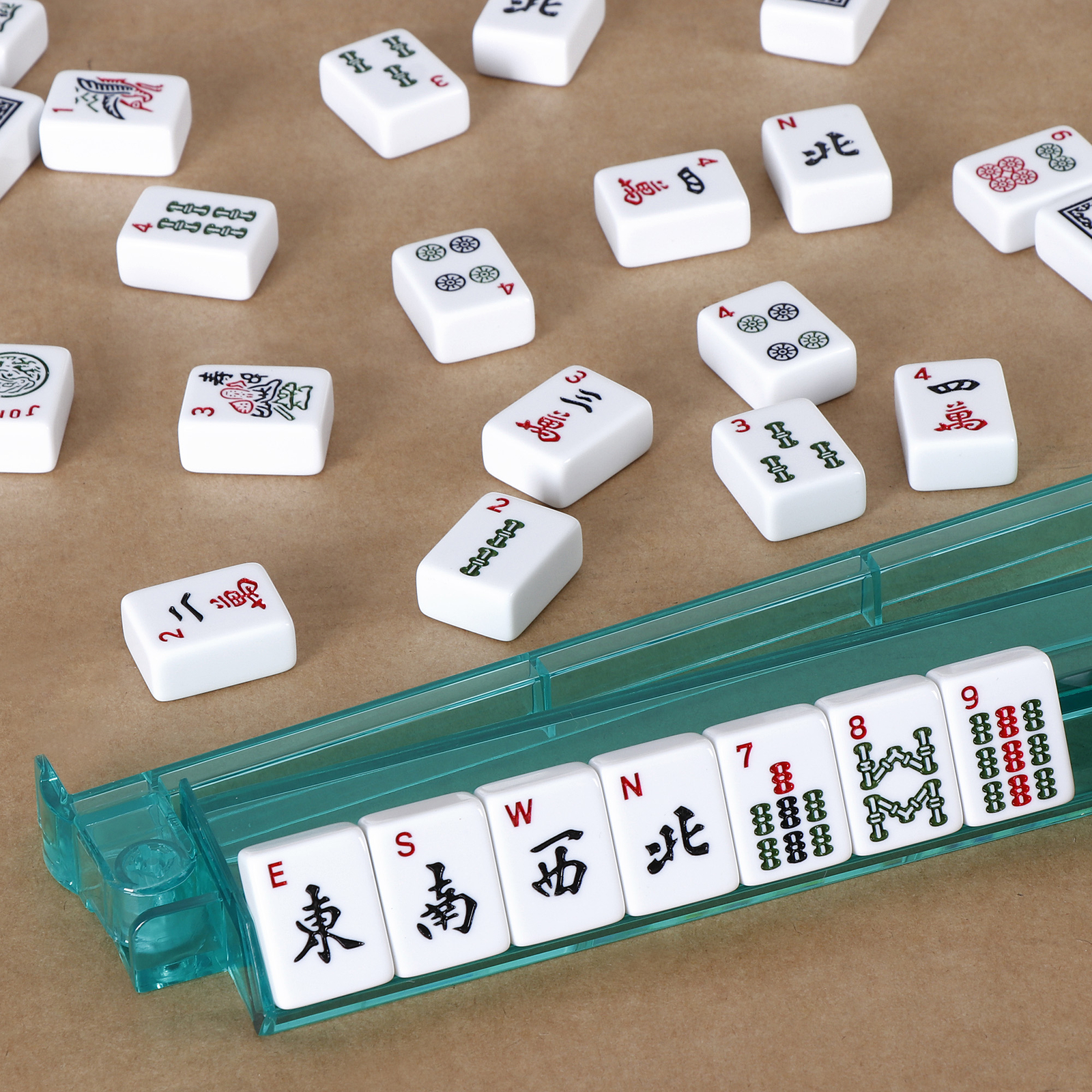 American Mahjong Set 166 Tiles 4 Color Complete Mah Jong Set Racks/Pushers w/Bag