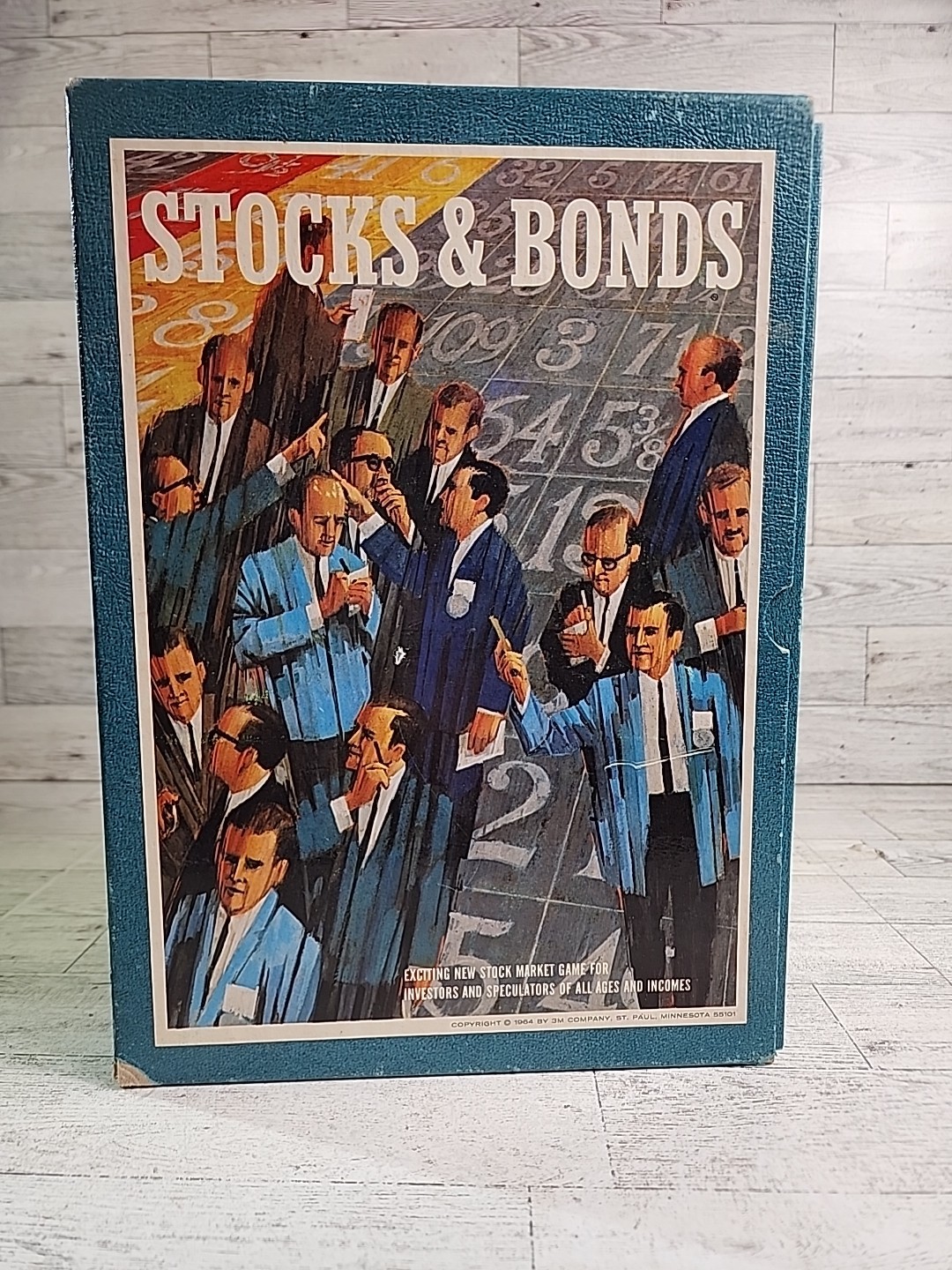 1964 Stocks and Bonds Bookshelf Board Game Vintage Investment Faux Book 3M USA