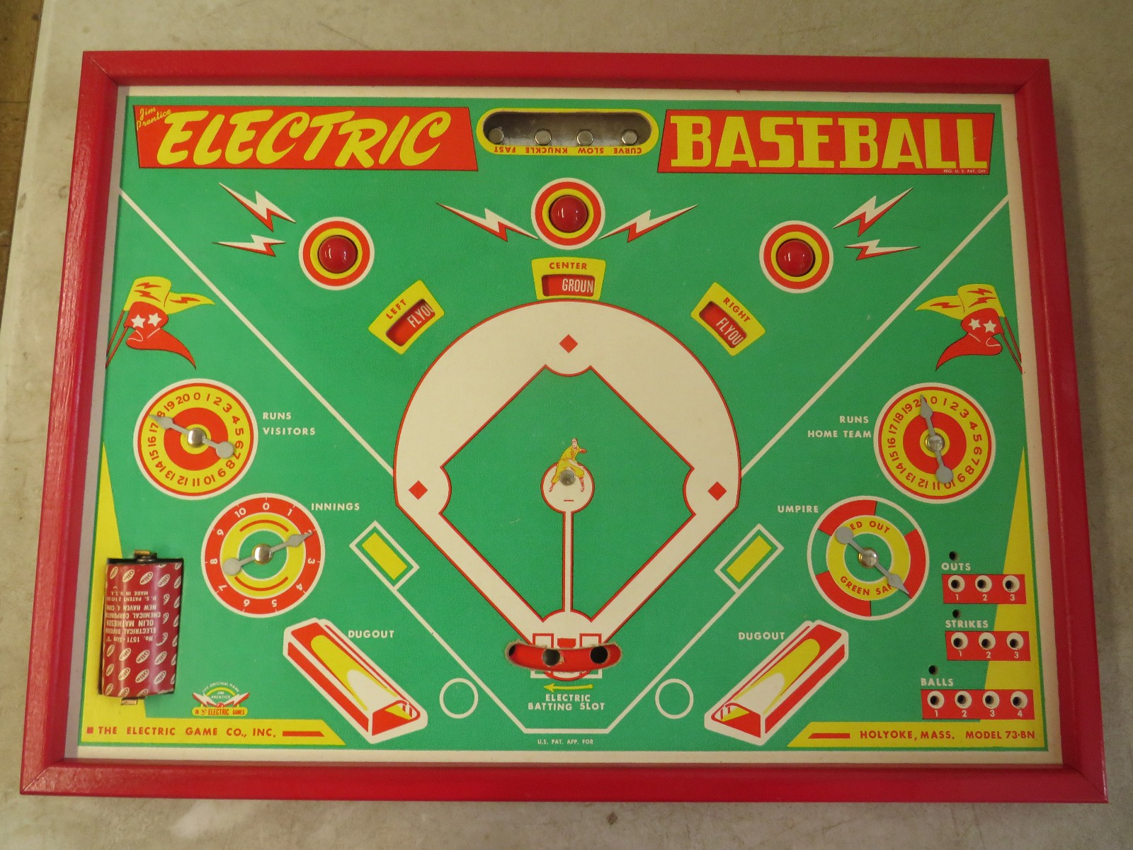 Vintage 1950’s Jim Prentice ELECTRIC BASEBALL GAME In Original Box