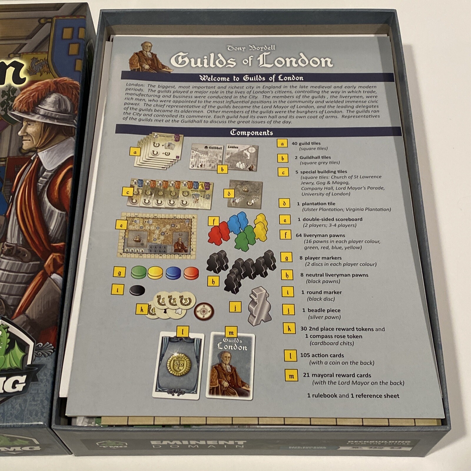 Guilds Of London (Board Game) TMG Tasty Minstrel Tony Boydell eurostyle COMPLETE