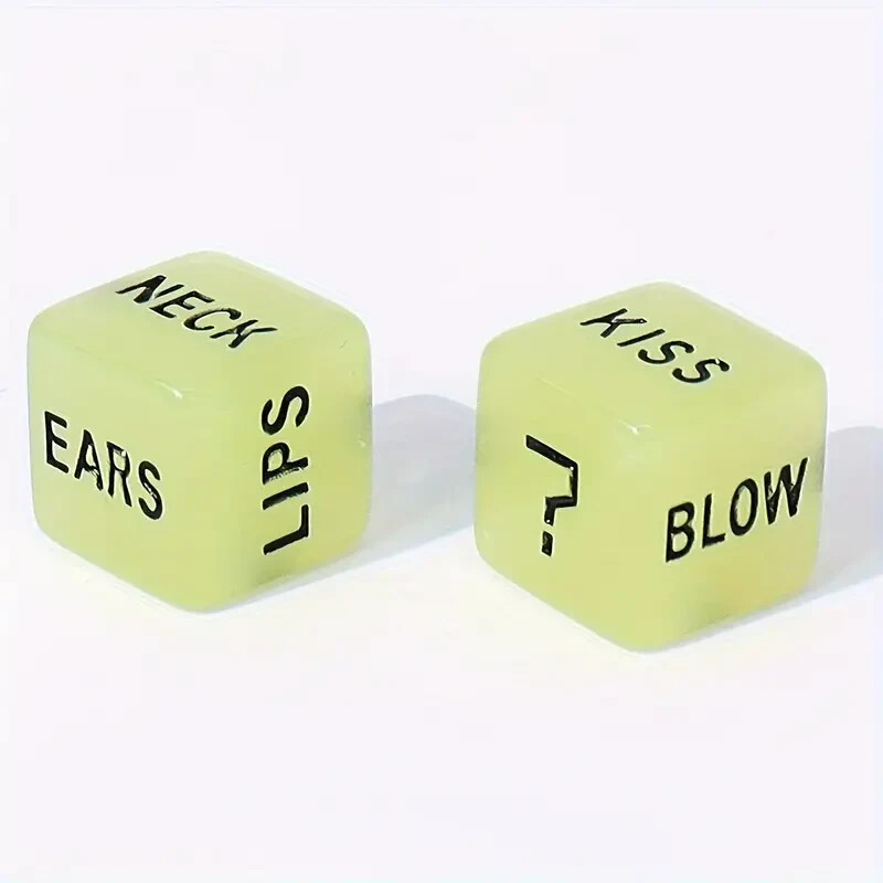 2pcs Glow In The Dark Sexy Dice For Couple, Intimate Anniversary, Valentines Day