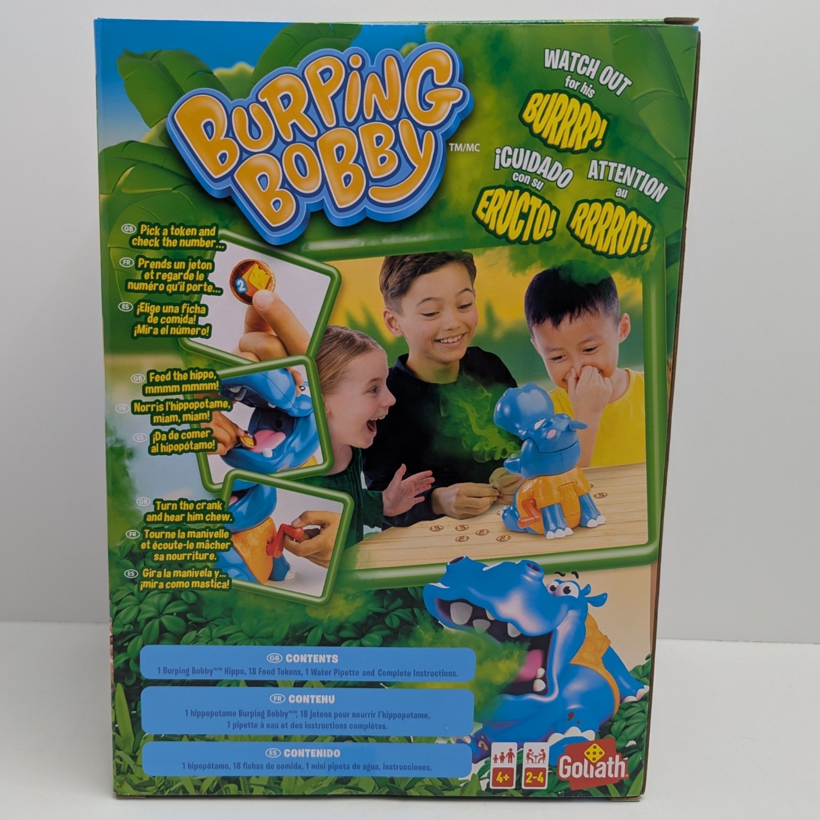 Goliath Burping Bobby Hippo Game 2–4 Players Kids Ages 4+ Family Action Game