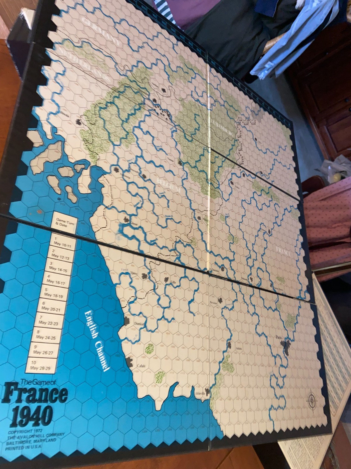 Vintage Avalon Hill The Game Of France 1940 Bookcase Board Game 1972