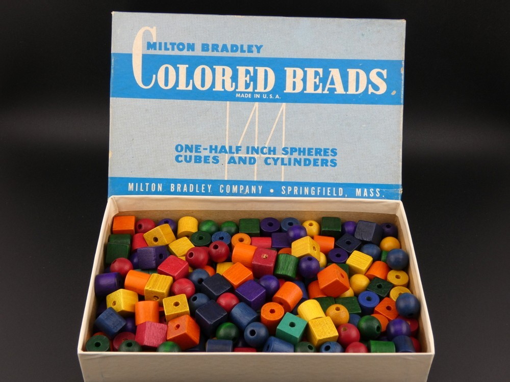 Vintage Milton Bradley Colored Blocks in Original Box 470 USA