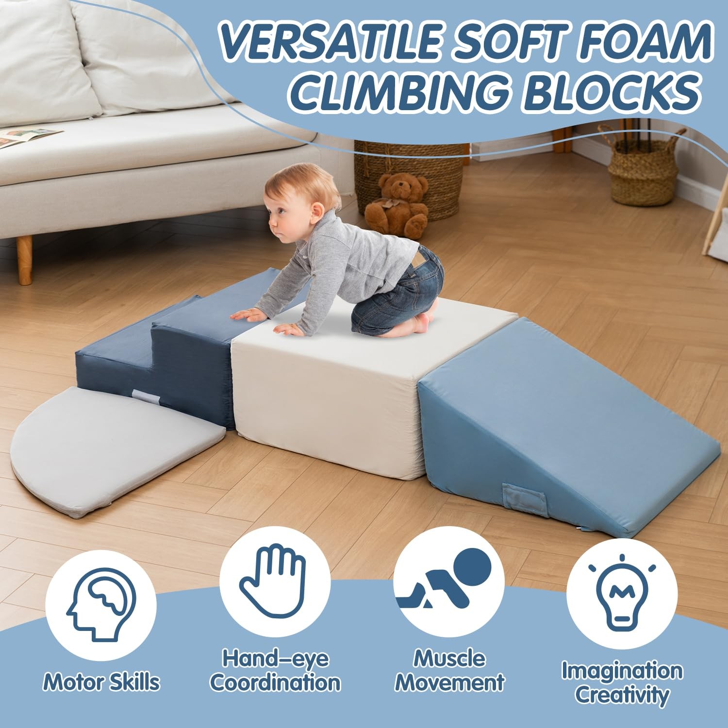 Capakids Foam Climbing Blocks 4 Pcs Toddlers 1-3 Years Indoor Toys