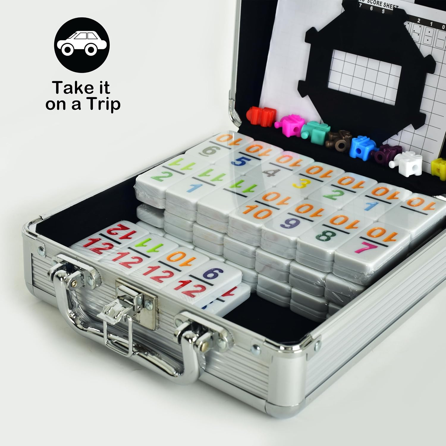 Mexican Train Dominoes with Color Numbers,Double 12 Numerical Domino