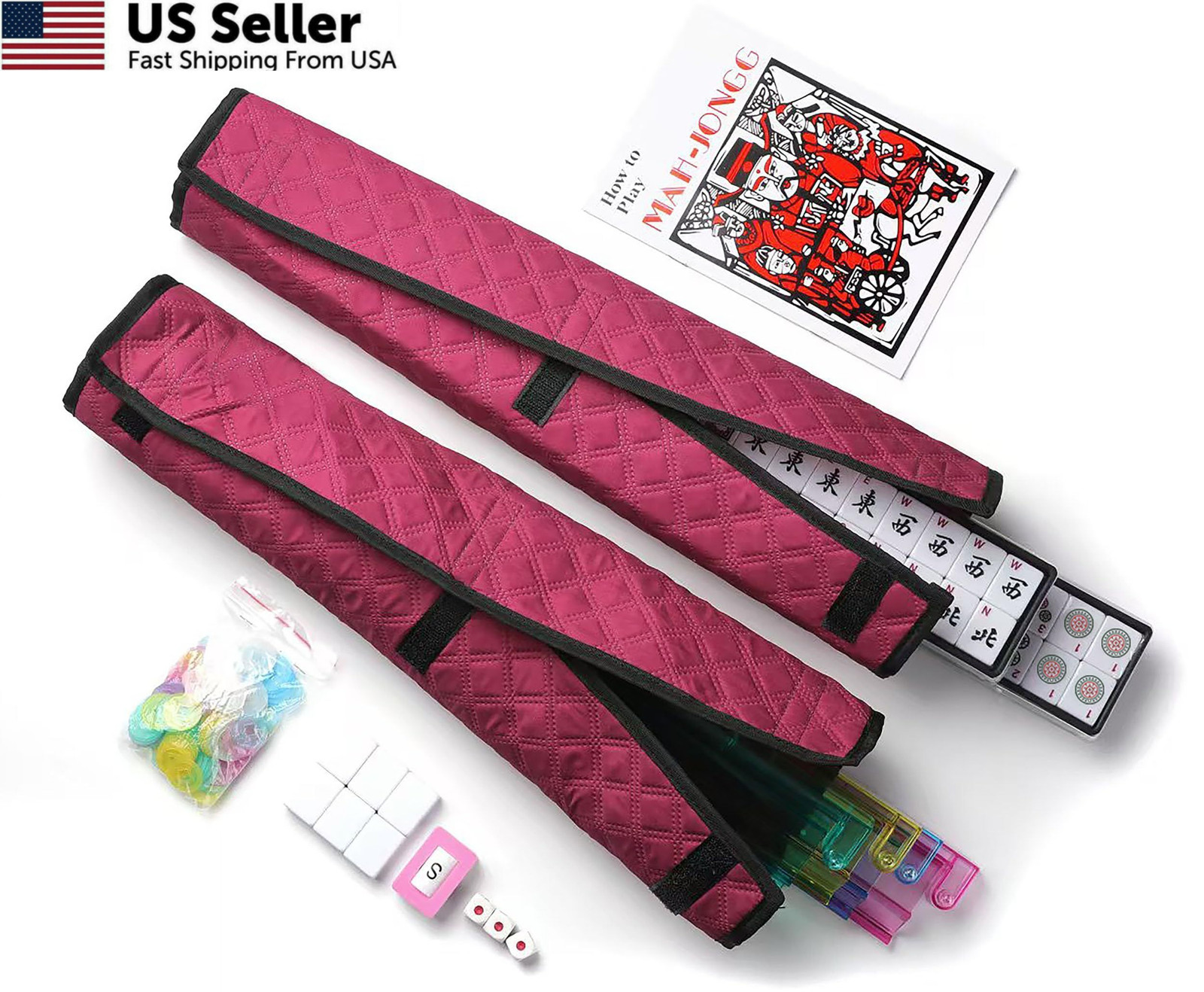 Mose Cafolo American Mahjong 20 inches x 8 x 4 inches, Burgundy Red
