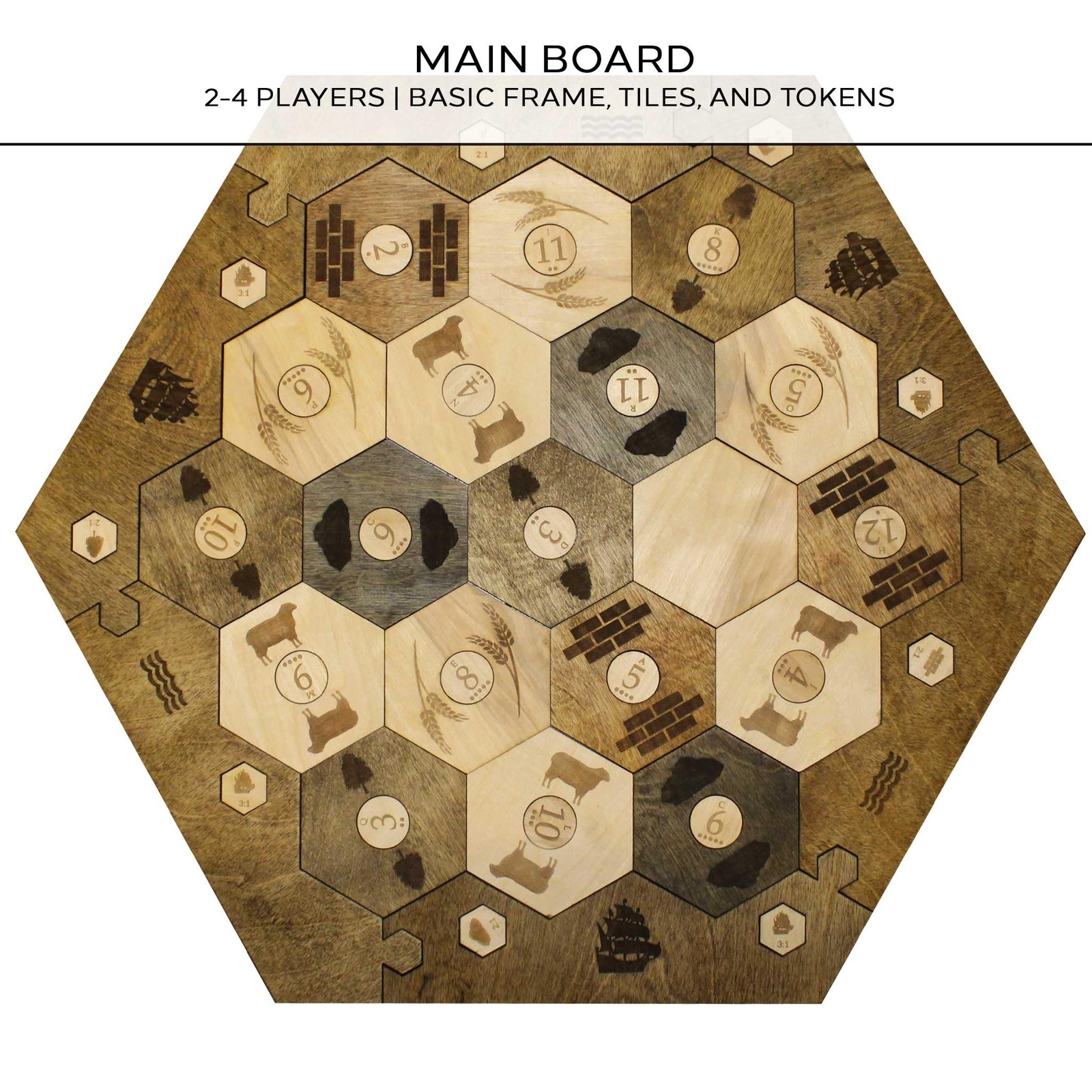 Guytrendz Custom Wood Settler – 2-4 Walnut Settlers Of Catan