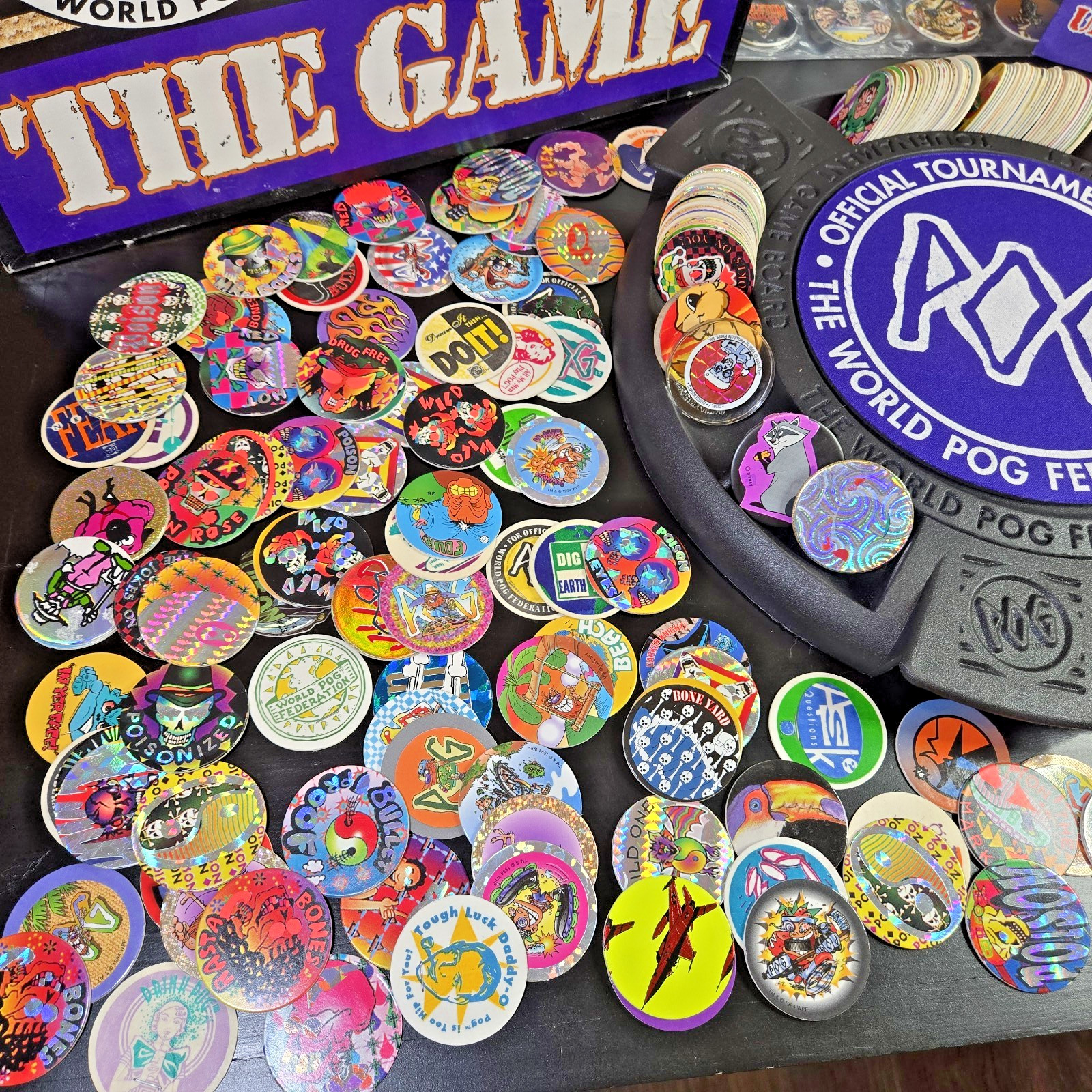 Vintage POG The Game, World POG Federation Milton Bradley Set 200+ POG’s 1995