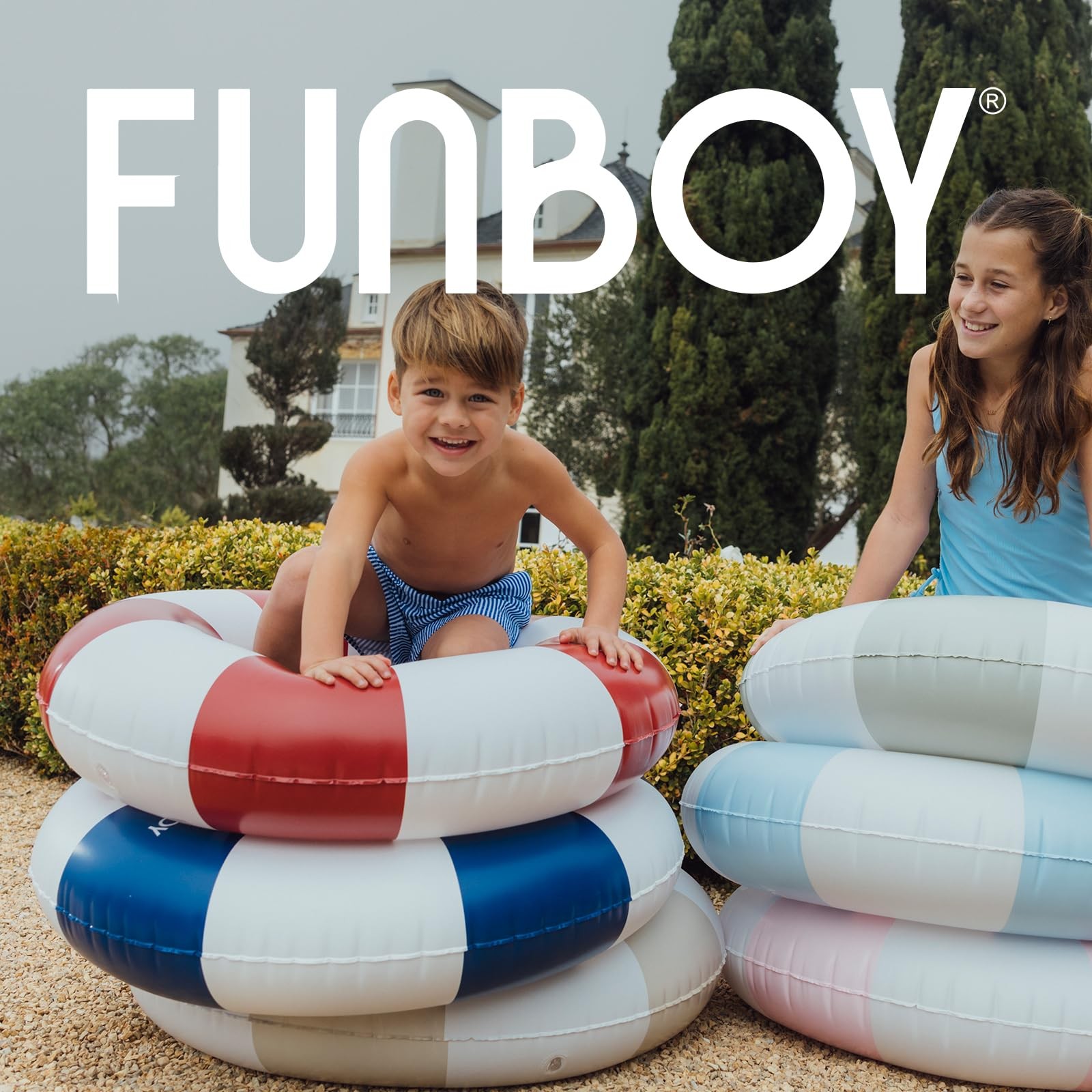 Pool Float Tube 34 Inflatable Kids Swim Ring Red Stripe FUNBOY Vintage Floats