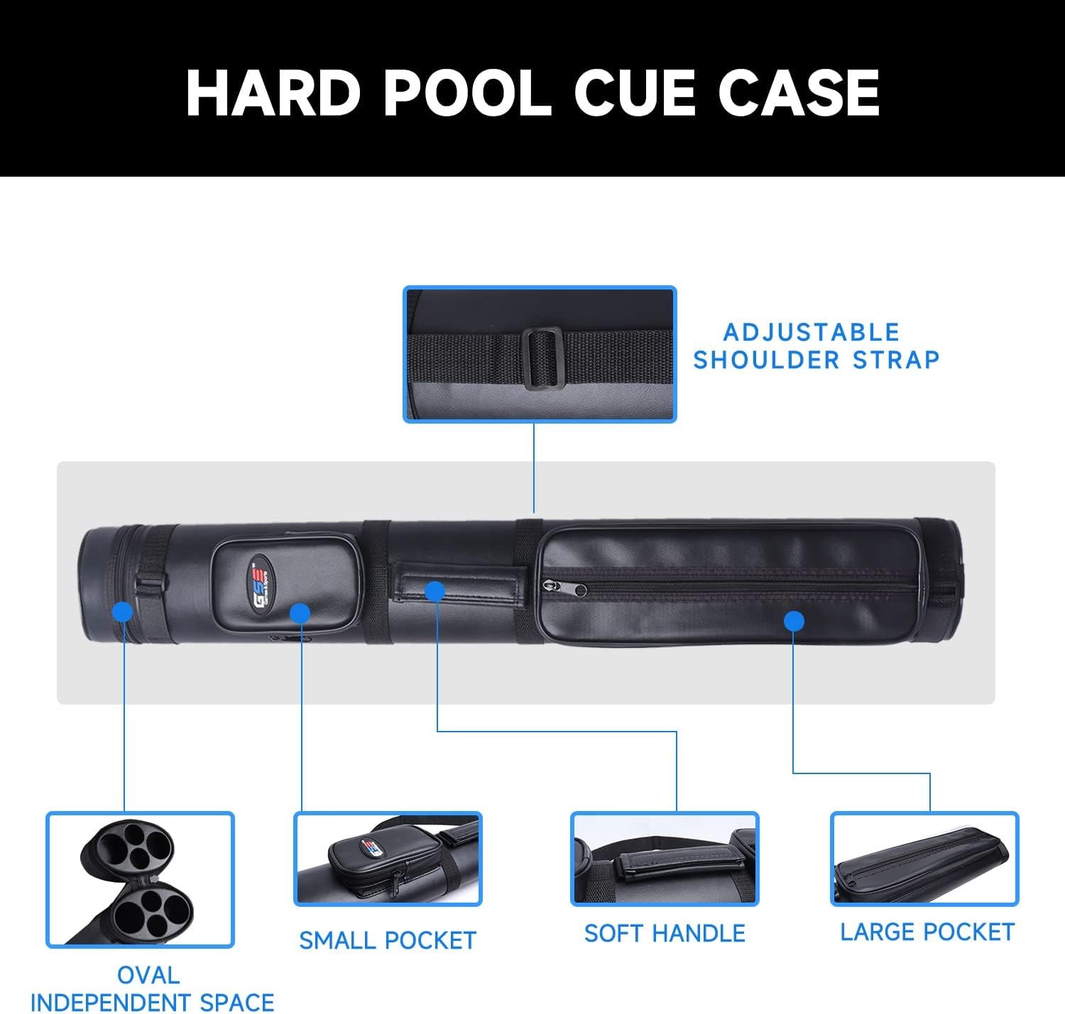 GSE Games & Sports Expert 2X2 Deluxe Hard Billiard Pool Cue Stick Carrying Case