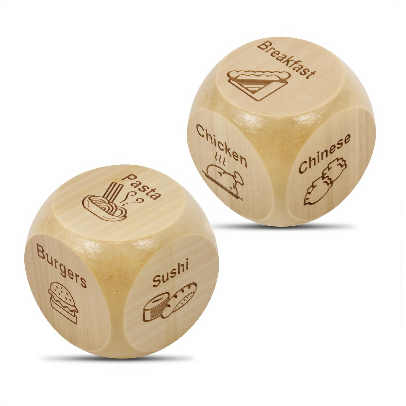 2 Pcs Wood Dice for Food Decision Games Date Night Dice Couples Gift for Him …